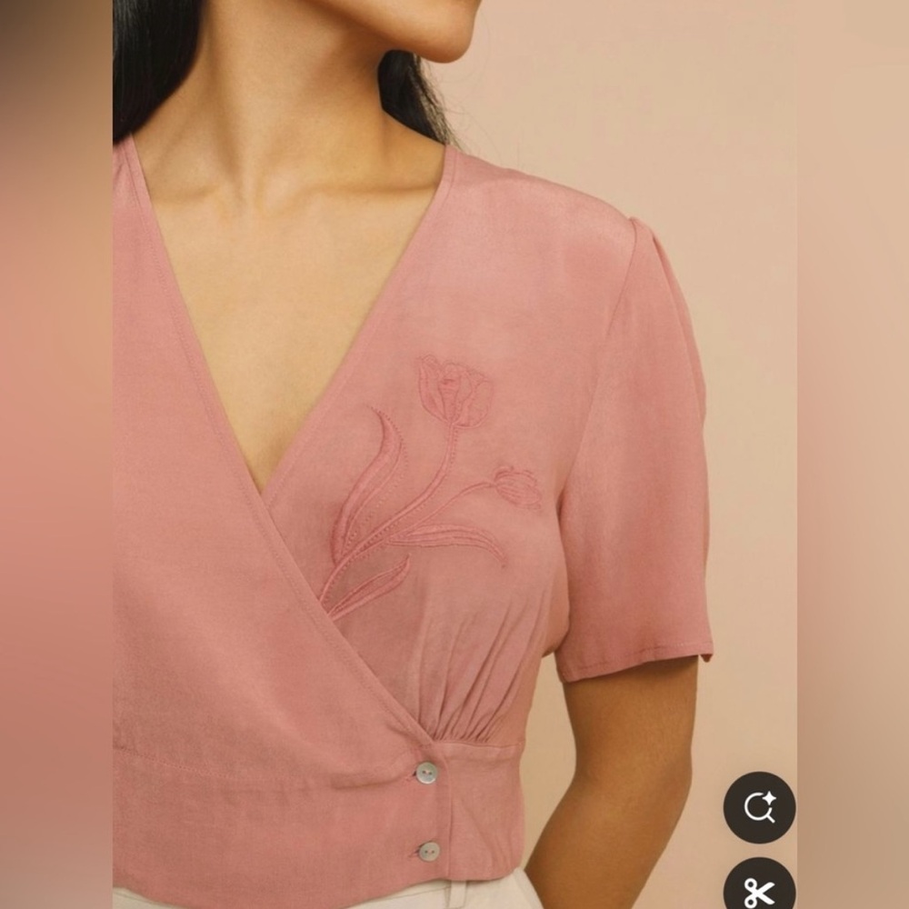 Elegant Pink Wrap Rouje Sarah Top S